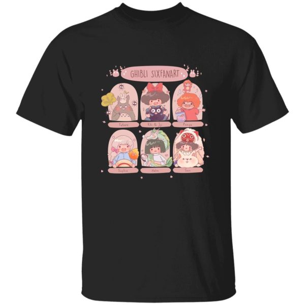 My Neighbor Totoro Characters - Studio Ghibli Sixfanart T Shirt-Apparel, Kiki's Delivery Service, My Neighbor Totoro, My Neighbor Totoro Characters, ponyo, princess mononoke, Spirited Away, T Shirt