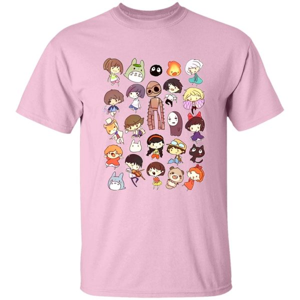 Totoro Characters - Ghibli Movie Characters Cute Chibi Collection T Shirt-Apparel, Howl's Moving Castle, My Neighbor Totoro, ponyo, princess mononoke, Spirited Away, Totoro Characters, Tshirt