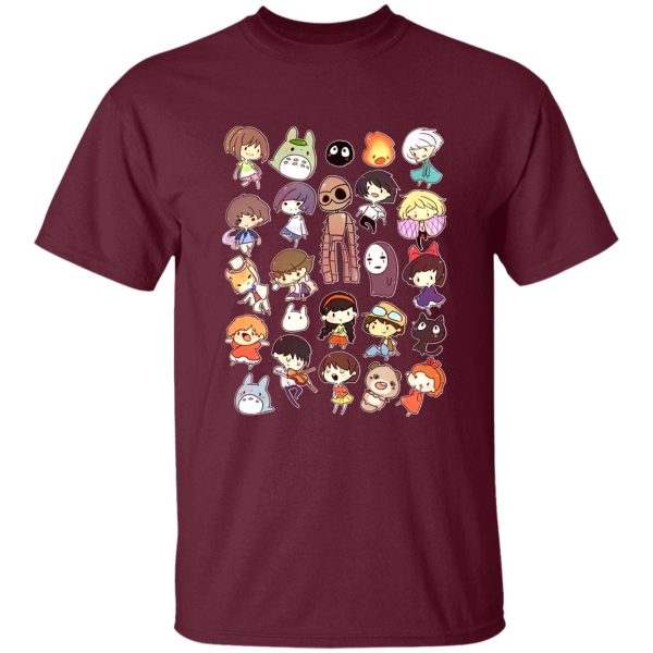 Totoro Characters - Ghibli Movie Characters Cute Chibi Collection T Shirt-Apparel, Howl's Moving Castle, My Neighbor Totoro, ponyo, princess mononoke, Spirited Away, Totoro Characters, Tshirt