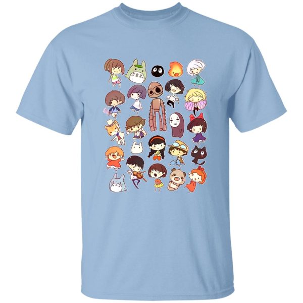 Totoro Characters - Ghibli Movie Characters Cute Chibi Collection T Shirt-Apparel, Howl's Moving Castle, My Neighbor Totoro, ponyo, princess mononoke, Spirited Away, Totoro Characters, Tshirt