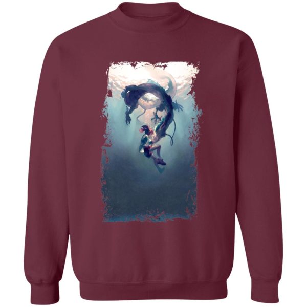 Spirited Away Yubaba - Spirited Away – Chihiro and Haku under the Water Sweatshirt-Apparel, Spirited Away, Spirited Away Yubaba, Sweatshirt