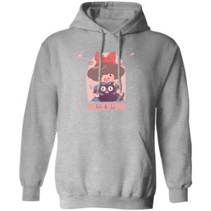 Kiki's Delivery Service Wallpaper - Kiki and Jiji cute Fanart Hoodie-Apparel, Hoodie, Kiki's Delivery Service, Kiki's Delivery Service Wallpaper