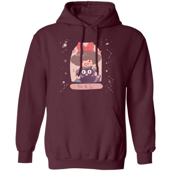 Kiki's Delivery Service Wallpaper - Kiki and Jiji cute Fanart Hoodie-Apparel, Hoodie, Kiki's Delivery Service, Kiki's Delivery Service Wallpaper