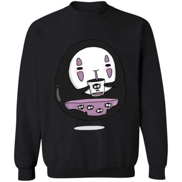 Spirited Away Free - Cute No Face Kaonashi Drinking Tea Sweatshirt-Apparel, kaonashi, no face, Spirited Away, Spirited Away Free, Sweatshirt