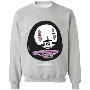 Spirited Away Free - Cute No Face Kaonashi Drinking Tea Sweatshirt-Apparel, kaonashi, no face, Spirited Away, Spirited Away Free, Sweatshirt