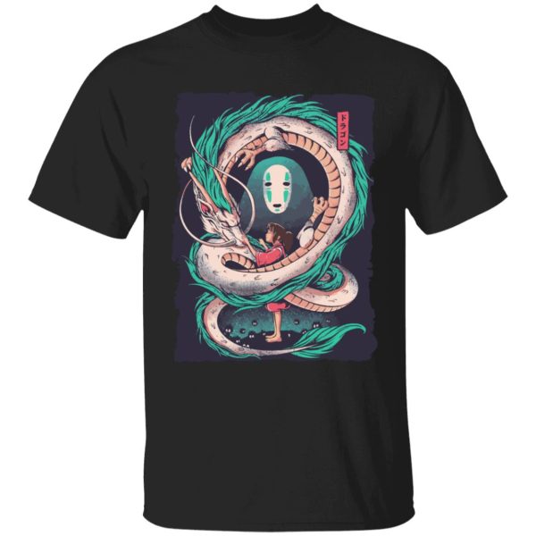 Spirited Away Cinema - Spirited Away – Haku Dragon with Sen and No Face T Shirt for Kid-Spirited Away Cinema