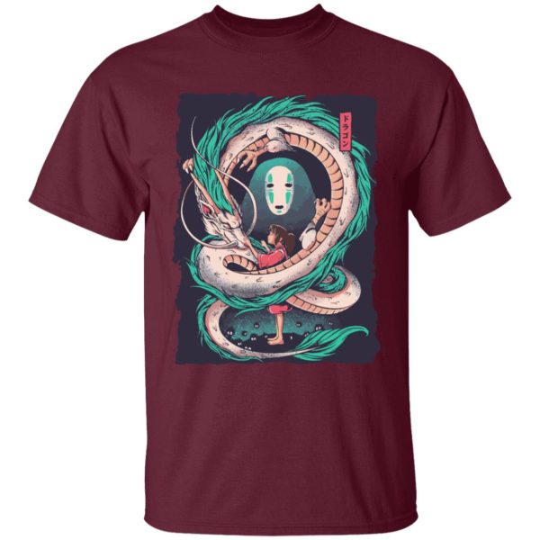 Spirited Away Cinema - Spirited Away – Haku Dragon with Sen and No Face T Shirt for Kid-Spirited Away Cinema