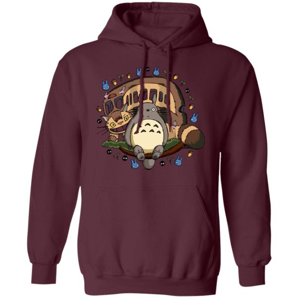 Totoro Hoodie - Totoro and the Catbus Hoodie-Apparel, Hoodie, My Neighbor Totoro, Totoro Hoodie