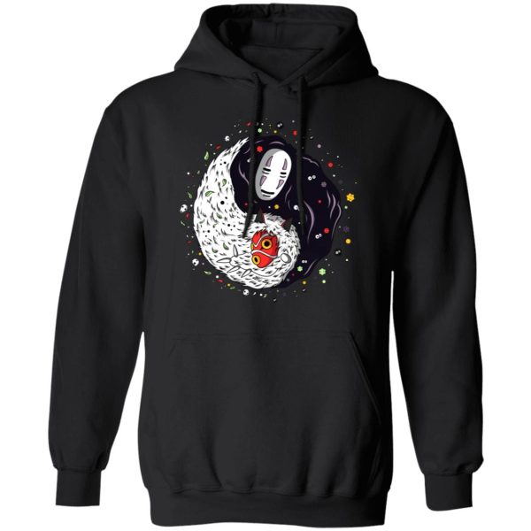 Spirited Away Haku Dragon - Princess Mononoke And Kaonashi Ying Yang Hoodie-Apparel, Hoodie, kaonashi, no face, princess mononoke, Spirited Away, Spirited Away Haku Dragon