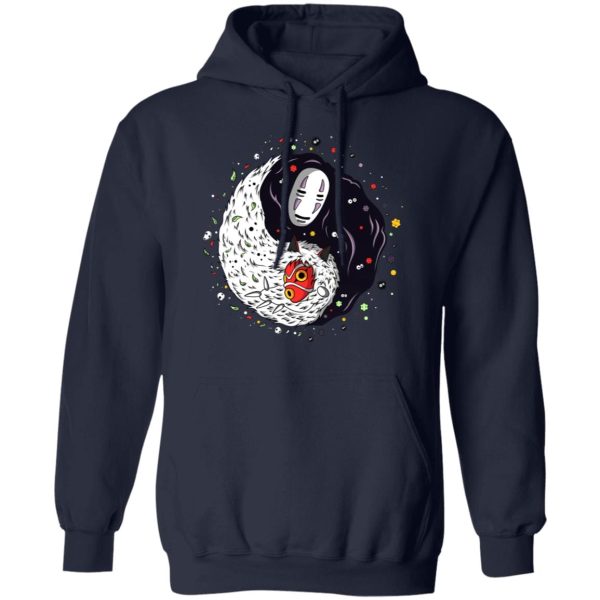 Spirited Away Haku Dragon - Princess Mononoke And Kaonashi Ying Yang Hoodie-Apparel, Hoodie, kaonashi, no face, princess mononoke, Spirited Away, Spirited Away Haku Dragon