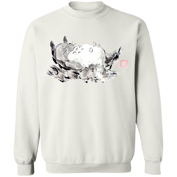 Totoro Bed - Sleeping Totoro ink Painting Sweatshirt-Apparel, My Neighbor Totoro, Sweatshirt, Totoro Bed