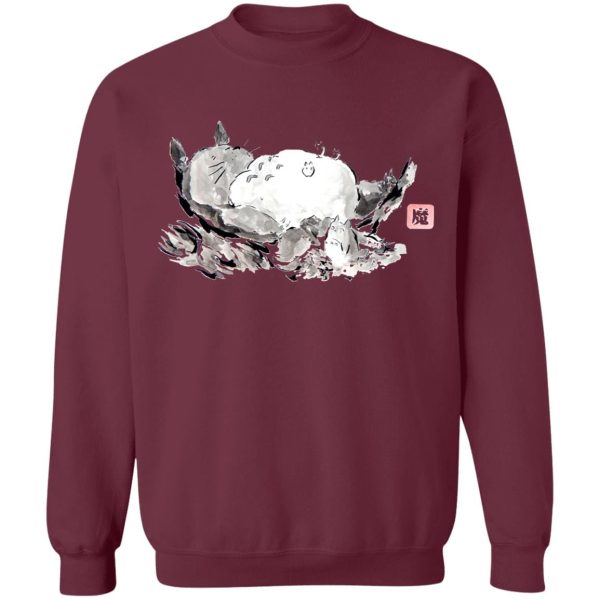 Totoro Bed - Sleeping Totoro ink Painting Sweatshirt-Apparel, My Neighbor Totoro, Sweatshirt, Totoro Bed