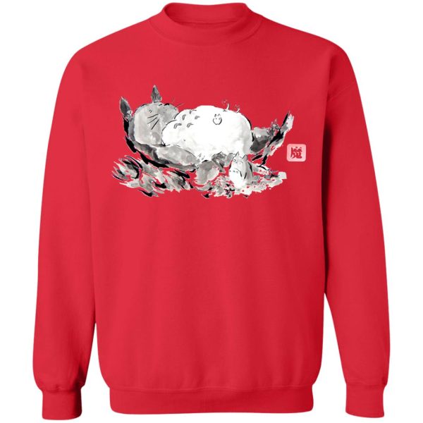 Totoro Bed - Sleeping Totoro ink Painting Sweatshirt-Apparel, My Neighbor Totoro, Sweatshirt, Totoro Bed