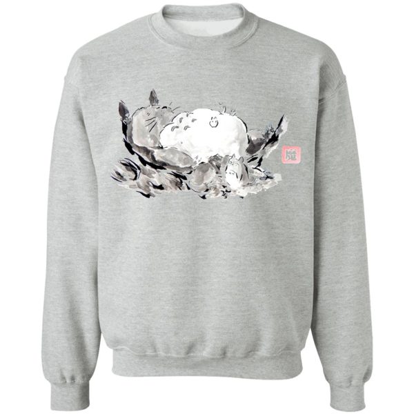 Totoro Bed - Sleeping Totoro ink Painting Sweatshirt-Apparel, My Neighbor Totoro, Sweatshirt, Totoro Bed