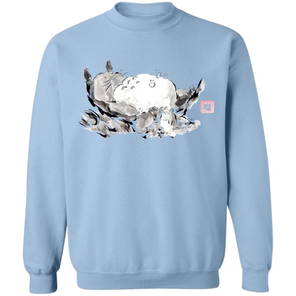 Totoro Bed - Sleeping Totoro ink Painting Sweatshirt-Apparel, My Neighbor Totoro, Sweatshirt, Totoro Bed