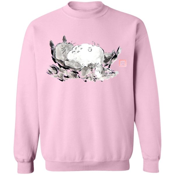 Totoro Bed - Sleeping Totoro ink Painting Sweatshirt-Apparel, My Neighbor Totoro, Sweatshirt, Totoro Bed