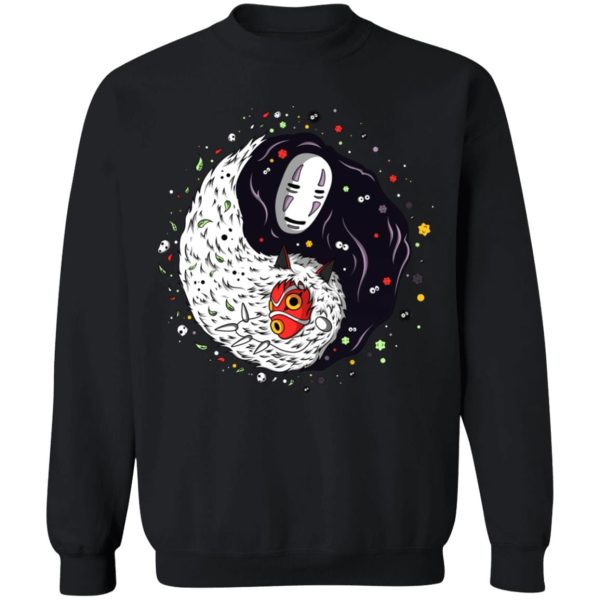 Spirited Away Live' - Princess Mononoke And Kaonashi Ying Yang Sweatshirt-Apparel, kaonashi, no face, princess mononoke, Spirited Away, Spirited Away Live, Sweatshirt