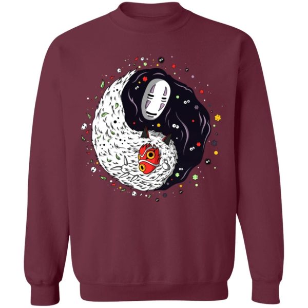 Spirited Away Live' - Princess Mononoke And Kaonashi Ying Yang Sweatshirt-Apparel, kaonashi, no face, princess mononoke, Spirited Away, Spirited Away Live, Sweatshirt