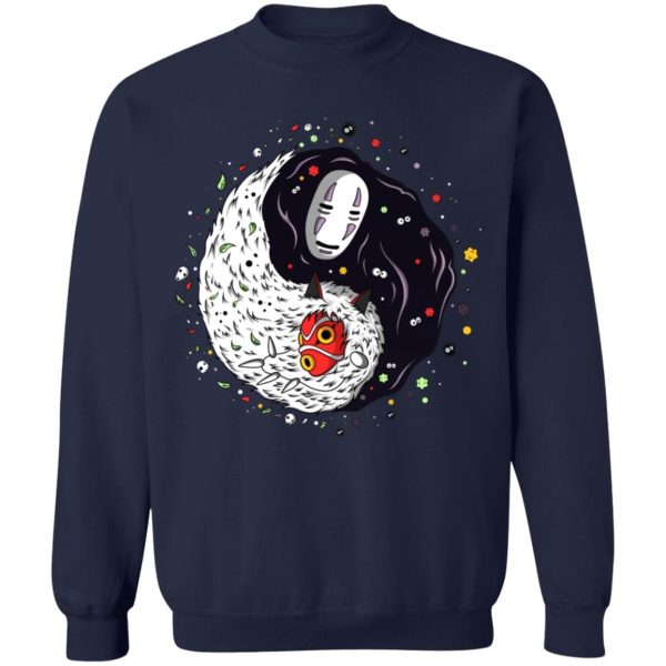 Spirited Away Live' - Princess Mononoke And Kaonashi Ying Yang Sweatshirt-Apparel, kaonashi, no face, princess mononoke, Spirited Away, Spirited Away Live, Sweatshirt