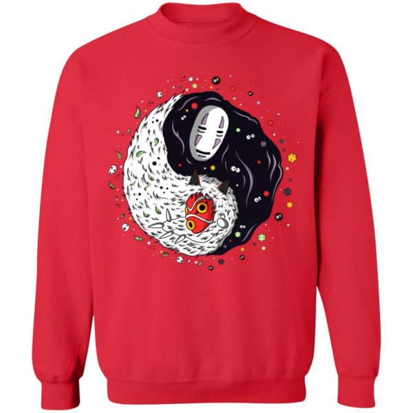 Spirited Away Live' - Princess Mononoke And Kaonashi Ying Yang Sweatshirt-Apparel, kaonashi, no face, princess mononoke, Spirited Away, Spirited Away Live, Sweatshirt