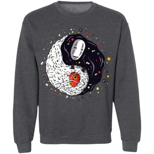 Spirited Away Live' - Princess Mononoke And Kaonashi Ying Yang Sweatshirt-Apparel, kaonashi, no face, princess mononoke, Spirited Away, Spirited Away Live, Sweatshirt