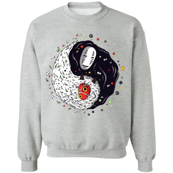 Spirited Away Live' - Princess Mononoke And Kaonashi Ying Yang Sweatshirt-Apparel, kaonashi, no face, princess mononoke, Spirited Away, Spirited Away Live, Sweatshirt