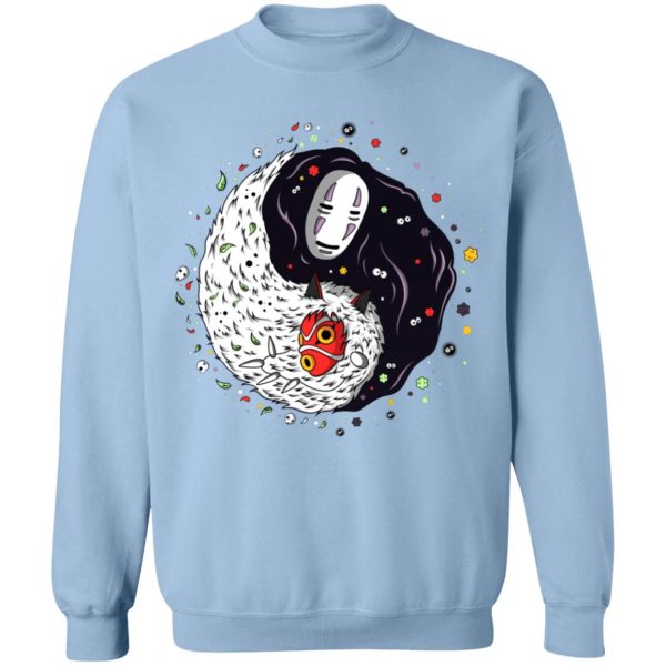 Spirited Away Live' - Princess Mononoke And Kaonashi Ying Yang Sweatshirt-Apparel, kaonashi, no face, princess mononoke, Spirited Away, Spirited Away Live, Sweatshirt