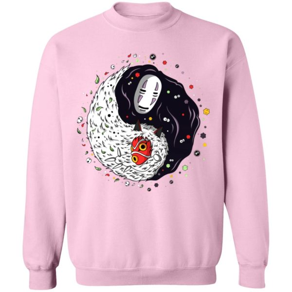 Spirited Away Live' - Princess Mononoke And Kaonashi Ying Yang Sweatshirt-Apparel, kaonashi, no face, princess mononoke, Spirited Away, Spirited Away Live, Sweatshirt