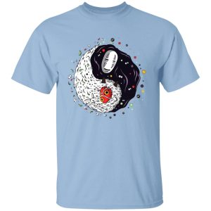 Soot Balls In Spirited Away - Princess Mononoke And Kaonashi Ying Yang T Shirt-Apparel, kaonashi, no face, princess mononoke, Soot Balls In Spirited Away, Spirited Away, Tshirt