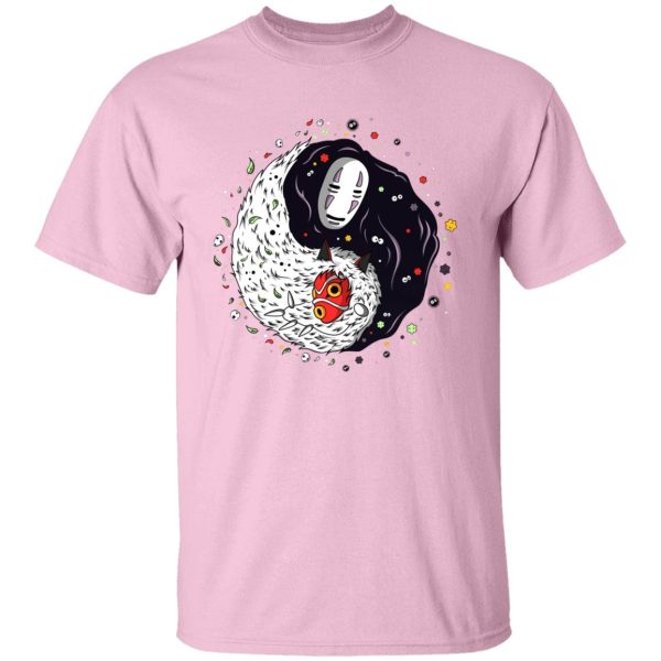 Soot Balls In Spirited Away - Princess Mononoke And Kaonashi Ying Yang T Shirt-Apparel, kaonashi, no face, princess mononoke, Soot Balls In Spirited Away, Spirited Away, Tshirt