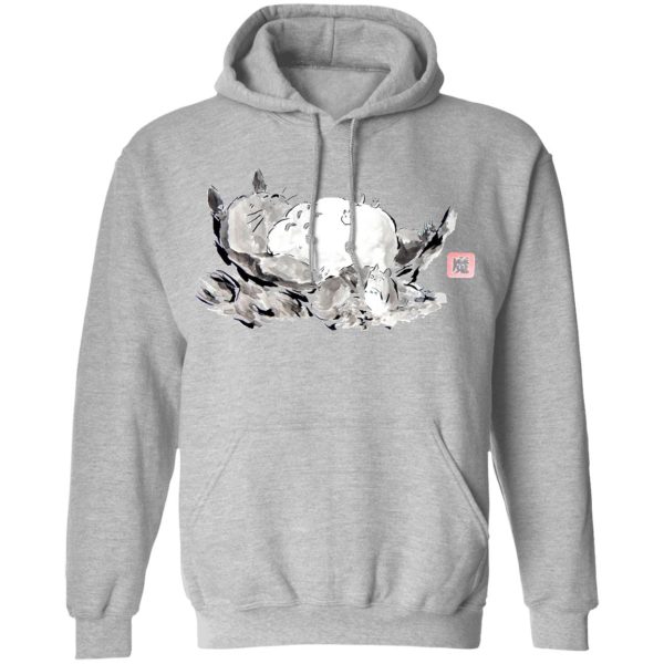 Totoro Hoodie - Sleeping Totoro ink Painting Hoodie-Apparel, Hoodie, My Neighbor Totoro, Totoro Hoodie