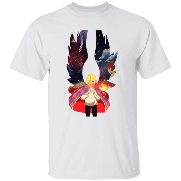 Howl's Moving Castle Film - Howl and Colorful Wings T Shirt-Apparel, Howl's Moving Castle, Howl's Moving Castle Film, Tshirt