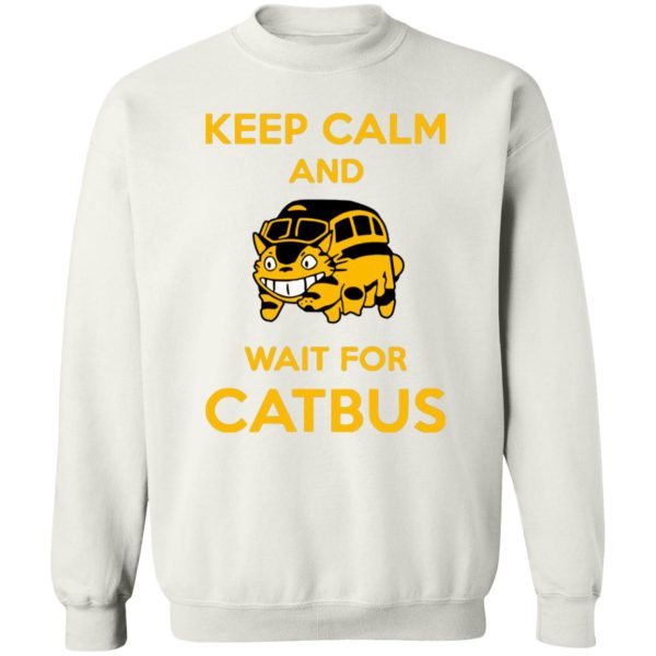 Totoro Soot Gremlins - My Neighbor Totoro Keep Calm and Wait for Cat Bus Sweatshirt-Apparel, My Neighbor Totoro, Sweatshirt, Totoro Soot Gremlins