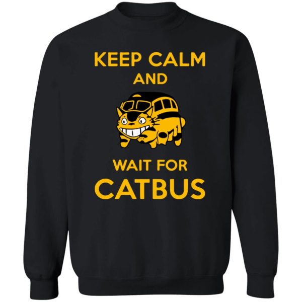 Totoro Soot Gremlins - My Neighbor Totoro Keep Calm and Wait for Cat Bus Sweatshirt-Apparel, My Neighbor Totoro, Sweatshirt, Totoro Soot Gremlins