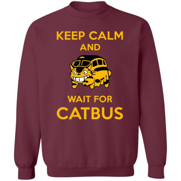 Totoro Soot Gremlins - My Neighbor Totoro Keep Calm and Wait for Cat Bus Sweatshirt-Apparel, My Neighbor Totoro, Sweatshirt, Totoro Soot Gremlins