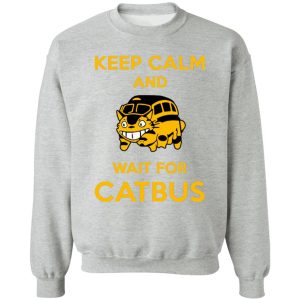 Totoro Soot Gremlins - My Neighbor Totoro Keep Calm and Wait for Cat Bus Sweatshirt-Apparel, My Neighbor Totoro, Sweatshirt, Totoro Soot Gremlins