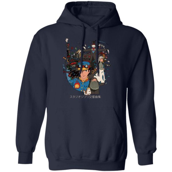 Howl's Moving Castle Japanese Poster - Howl’s Moving Castle Characters Compilation Hoodie-Apparel, Hoodie, Howl's Moving Castle, Howl's Moving Castle Japanese Poster