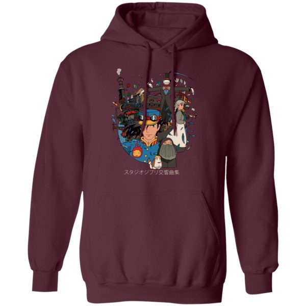 Howl's Moving Castle Japanese Poster - Howl’s Moving Castle Characters Compilation Hoodie-Apparel, Hoodie, Howl's Moving Castle, Howl's Moving Castle Japanese Poster