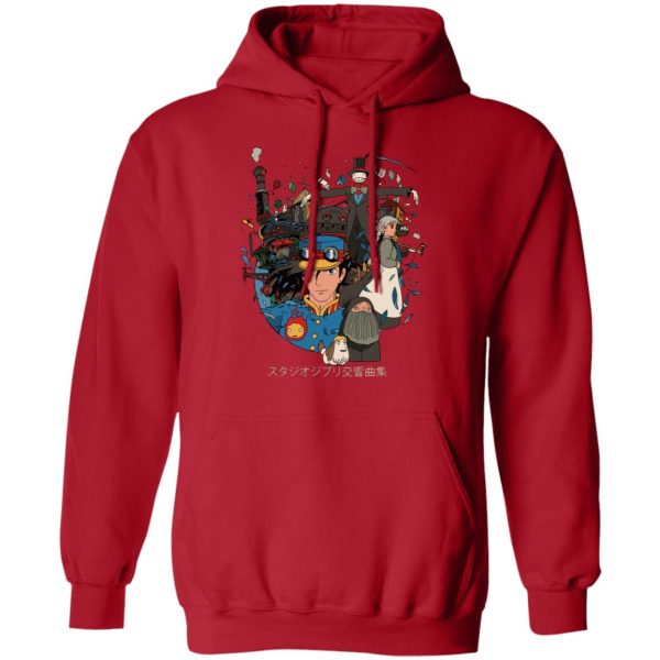 Howl's Moving Castle Japanese Poster - Howl’s Moving Castle Characters Compilation Hoodie-Apparel, Hoodie, Howl's Moving Castle, Howl's Moving Castle Japanese Poster