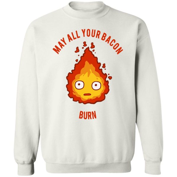 Watch Howl's Moving Castle - Calcifer: May All Your Bacon Burn Sweatshirt-Apparel, Howl's Moving Castle, Sweatshirt, Watch Howl's Moving Castle