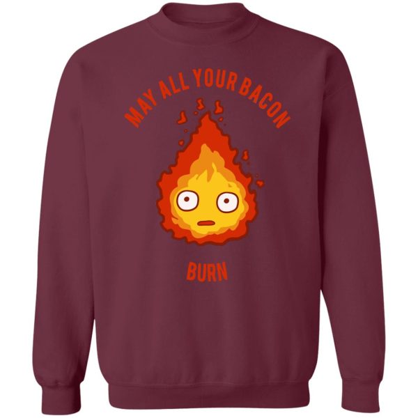 Watch Howl's Moving Castle - Calcifer: May All Your Bacon Burn Sweatshirt-Apparel, Howl's Moving Castle, Sweatshirt, Watch Howl's Moving Castle