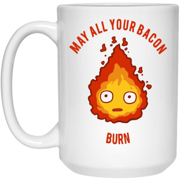 Howl's Moving Castle Movie Cast - Calcifer: May All Your Bacon Burn Mug-House Decor, Howl's Moving Castle, Howl's Moving Castle Movie Cast, Mug