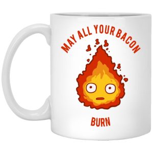 Howl's Moving Castle Movie Cast - Calcifer: May All Your Bacon Burn Mug-House Decor, Howl's Moving Castle, Howl's Moving Castle Movie Cast, Mug