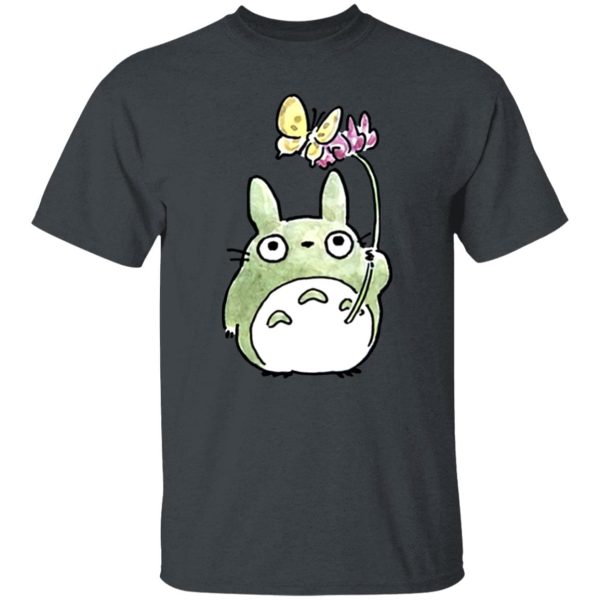 Totoro Soot Gremlins - Totoro with Butterfly Cute Drawing T Shirt-Apparel, My Neighbor Totoro, Totoro Soot Gremlins, Tshirt