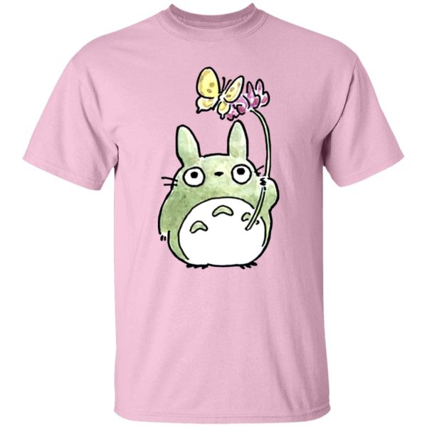 Totoro Soot Gremlins - Totoro with Butterfly Cute Drawing T Shirt-Apparel, My Neighbor Totoro, Totoro Soot Gremlins, Tshirt