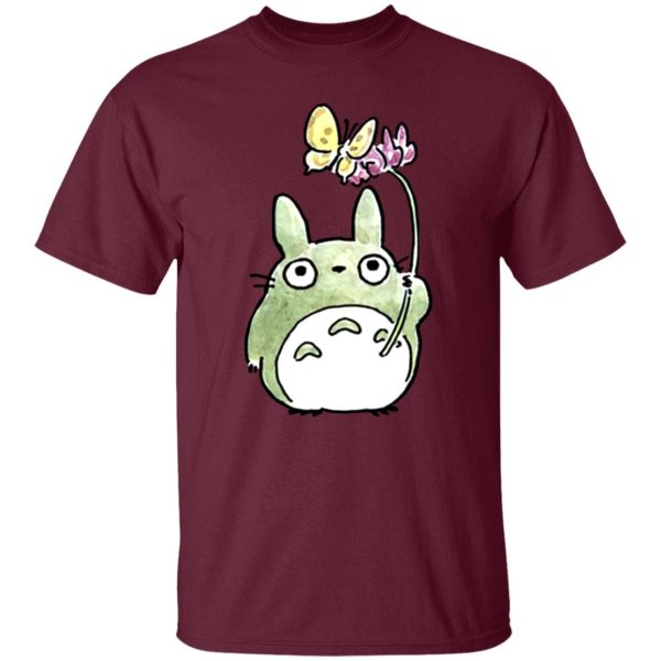 Totoro Soot Gremlins - Totoro with Butterfly Cute Drawing T Shirt-Apparel, My Neighbor Totoro, Totoro Soot Gremlins, Tshirt