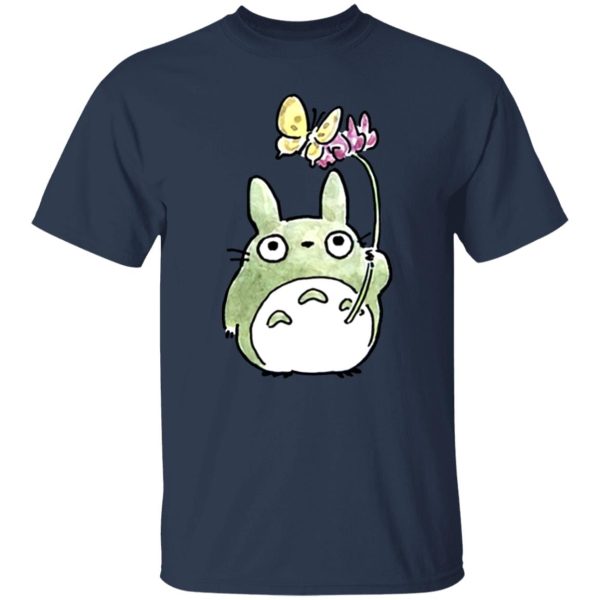 Totoro Soot Gremlins - Totoro with Butterfly Cute Drawing T Shirt-Apparel, My Neighbor Totoro, Totoro Soot Gremlins, Tshirt