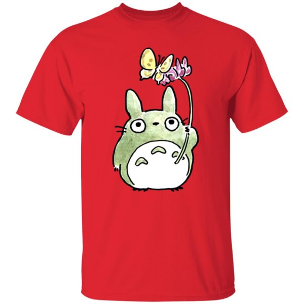 Totoro Soot Gremlins - Totoro with Butterfly Cute Drawing T Shirt-Apparel, My Neighbor Totoro, Totoro Soot Gremlins, Tshirt