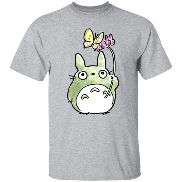 Totoro Soot Gremlins - Totoro with Butterfly Cute Drawing T Shirt-Apparel, My Neighbor Totoro, Totoro Soot Gremlins, Tshirt