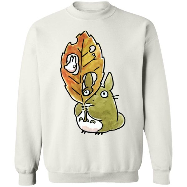 Totoro Lamp - Totoro and the Big Leaf Cute Drawing Sweatshirt-Apparel, My Neighbor Totoro, Sweatshirt, Totoro Lamp